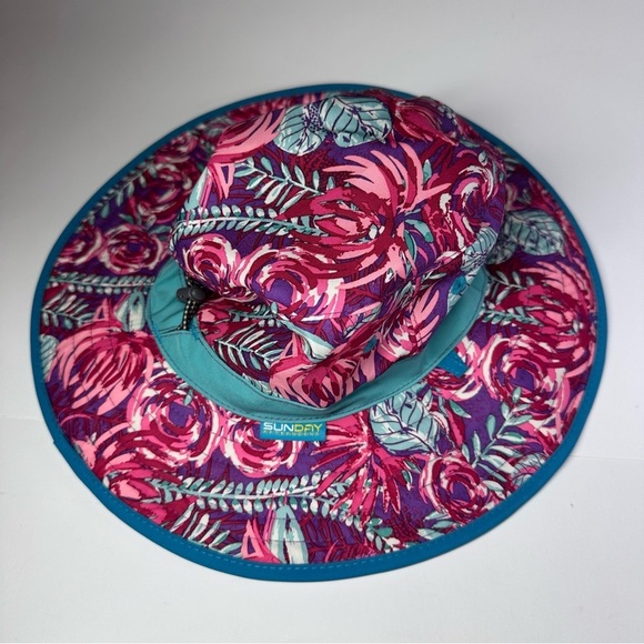 Sunday Afternoons Sun Hat Girls Spring Bliss Strap Pink Blue Floral UPF 50 NEW L - Picture 11 of 11